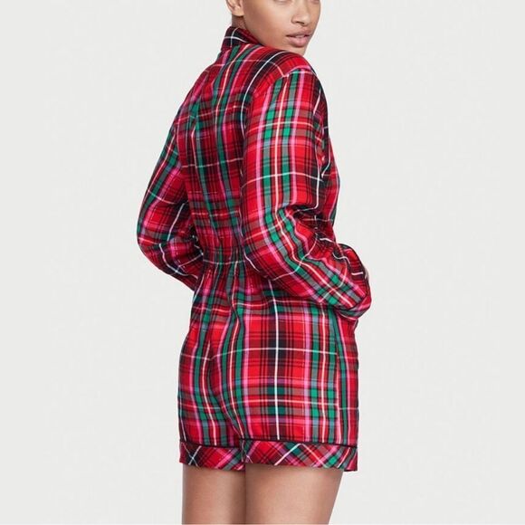 NWT VICTORIA'S SECRET Flannel Romper, Size XS - Picture 2 of 6